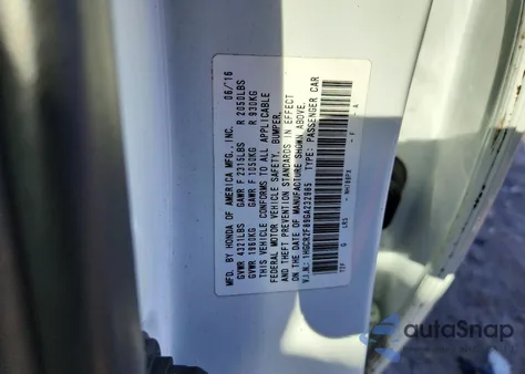 2016 Honda Accord Exl z USA, uszkodzony, nr VIN 1HGCR2F89GA232985